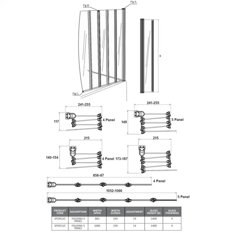 Coram Showers Folding 5 Panel Bath Screen (1 size, Chrome) - Brand New Bathrooms