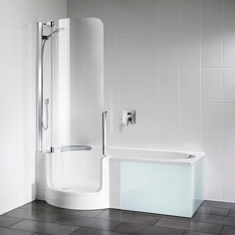 Mantaleda Artweger Twinline 1 Section Complete Corner Bath Set with A & D Panels (2 sizes, 2 styles, White) - Brand New Bathrooms