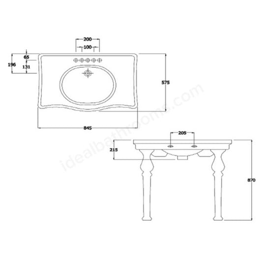 RAK Ceramics Console Deluxe Washbasin (1 size, 3 styles, White) - Brand New Bathrooms