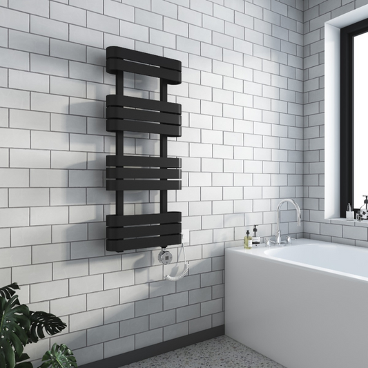 Senator Electric Oasis Towel Radiator (2 sizes, 2 colours) - Brand New Bathrooms