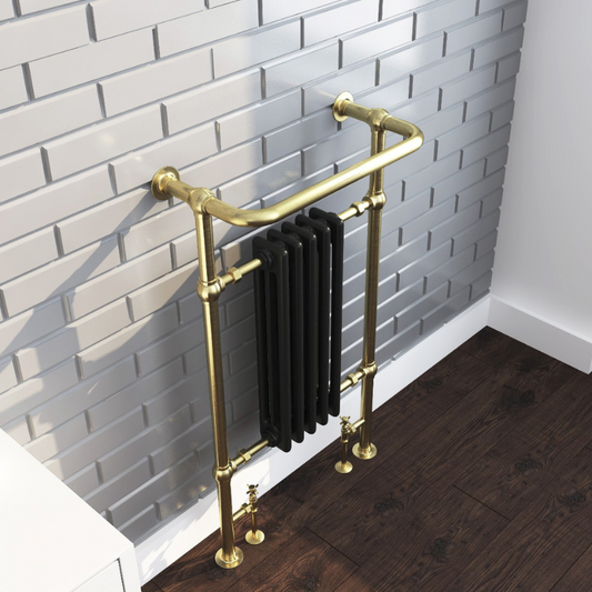 Senator Oxford Towel Radiator Brushed Brass Frame (1 size, 3 colours) - Brand New Bathrooms