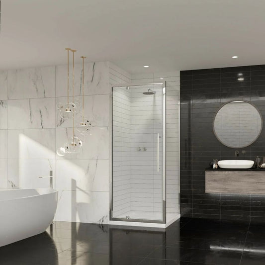 Coram Showers Premier 8 Pivot Shower Door (5 sizes, Chrome) - Brand New Bathrooms