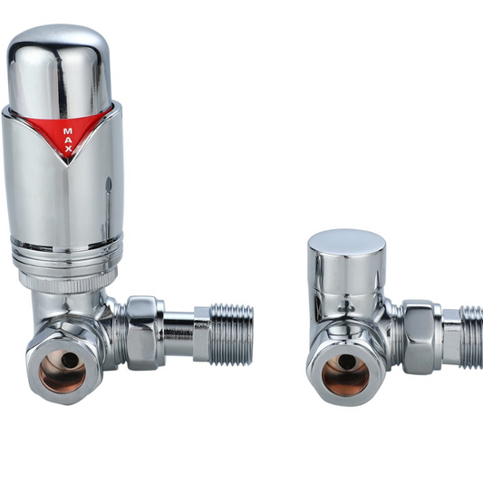Senator Thermostatic Corner Radiator Valves (1 size, 3 colours) - Brand New Bathrooms