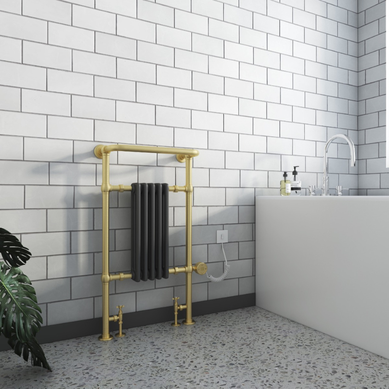 Senator Electric Oxford Towel Radiator Brushed Brass Frame (1 size, 3 colours) - Brand New Bathrooms