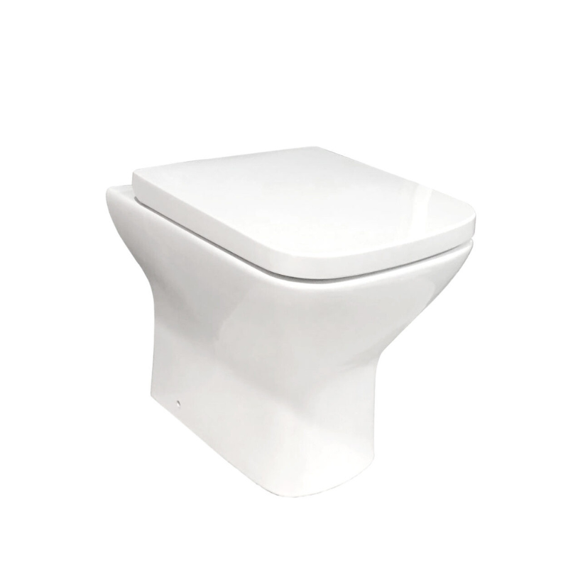 Scudo Porto Rimless Back to Wall Pan & Toilet Seat (White) - Brand New Bathrooms