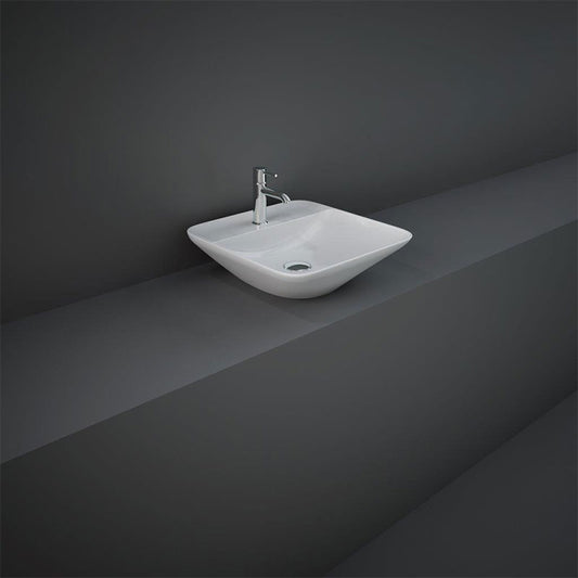 RAK Ceramics Variant Square Countertop Basin (2 sizes, 2 styles, Alpine White) - Brand New Bathrooms