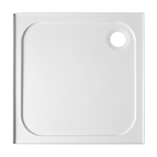 Coram Showers Flat Top Square Stone Resin Shower Tray Upstand (3 sizes, White) - Brand New Bathrooms
