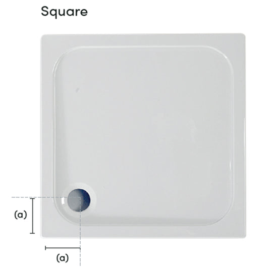 Coram Showers Flat Top Square Stone Resin Shower Tray (3 sizes, White) - Brand New Bathrooms