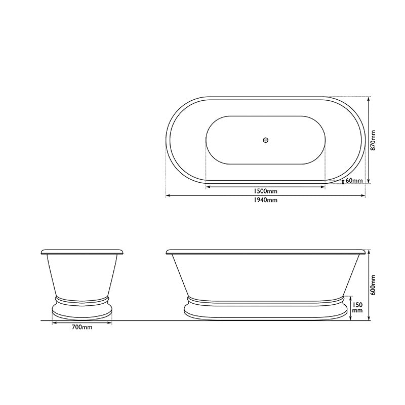 Hurlingham Zille Double Ended Slipper Nickel Bathtub (1 size, Nickel) - Brand New Bathrooms