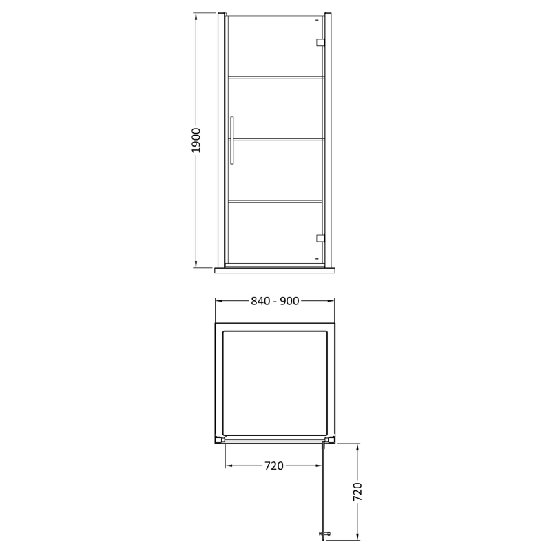 Hudson Reed Apex Hinged 8mm Glass Shower Door (2 sizes, Matt Black) - Brand New Bathrooms