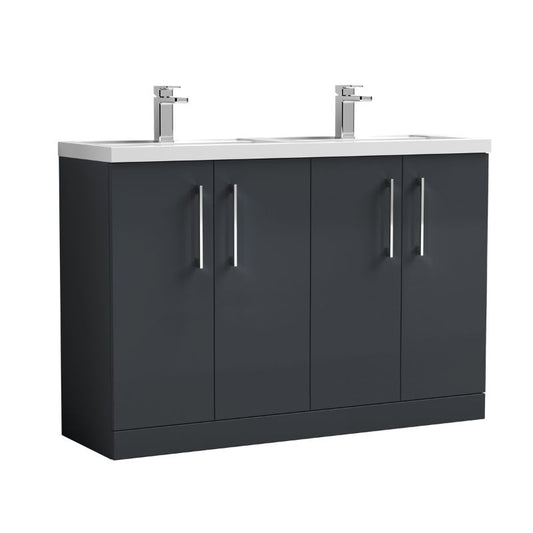 Nuie Arno Floor Standing 4 Door Vanity & Double Basin 1 (1 size, 9 colours) - Brand New Bathrooms