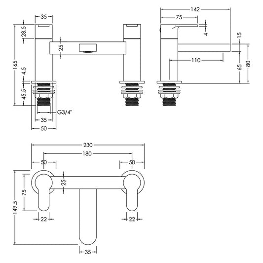 Nuie Arvan Deck Mounted Bath Filler (5 colours) - Brandnew Bathroom