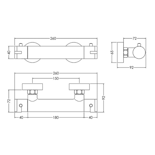 Nuie Arvan Thermostatic Shower Bar Valve (1 size, Chrome) - Brand New Bathrooms