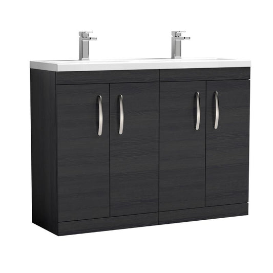 Nuie Athena Floor Standing 4 Door Vanity With Twin Basin (1 size, 2 colours) - Brand New Bathrooms
