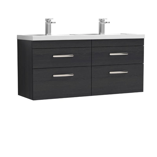 Nuie Athena Wall Hung 4 Drawer Vanity With Twin Basin (1 size, 2 colours) - Brand New Bathrooms