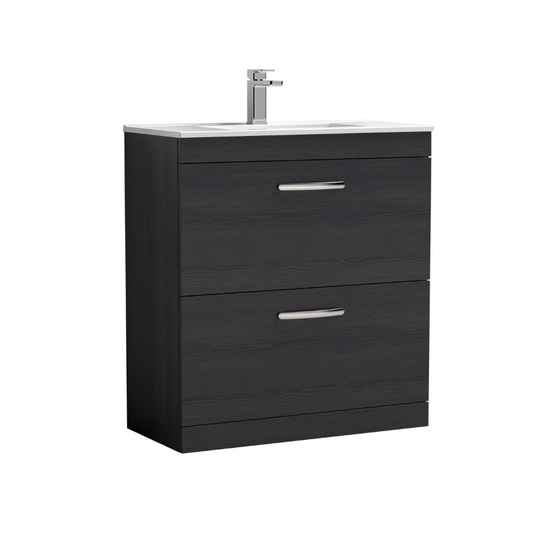 Nuie Athena 800mm Floor Standing 2 Drawer Vanity With Minimalist 1 Tap Hole Basin (1 size, 3 colours) - Brand New Bathrooms