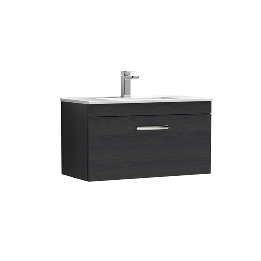 Nuie Athena 800mm Wall Hung Single Drawer Vanity With Minimalist 1 Tap Hole Basin (1 size, 3 colours) - Brand New Bathrooms