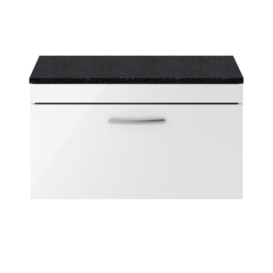 Nuie Athena Wall Hung Single Drawer Vanity With Worktop (2 sizes, Gloss White) - Brand New Bathrooms