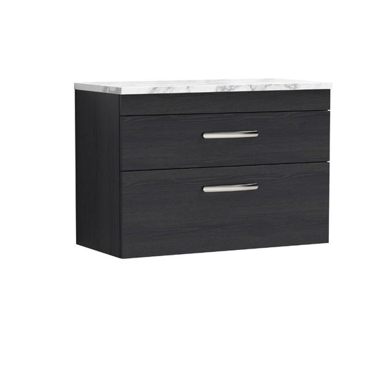 Nuie Athena Wall Hung 2-Drawer Unit & Laminate Worktop (1 size, 2 colours) - Brand New Bathrooms