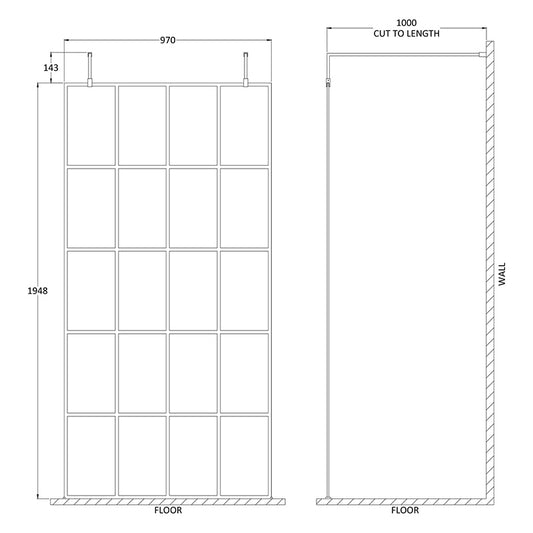 Nuie Frame Screen with Arms and Feet (Matt Black, 4 sizes) - Brandnew Bathroom