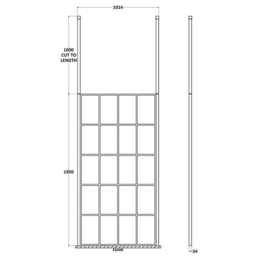 Nuie Frame Screen With Ceiling Posts (Matt Black, 4 sizes) - Brandnew Bathroom