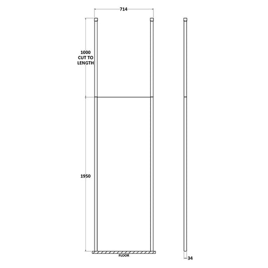 Nuie Wetroom Screen with Ceiling Posts (Matt Black, 3 sizes) - Brandnew Bathroom