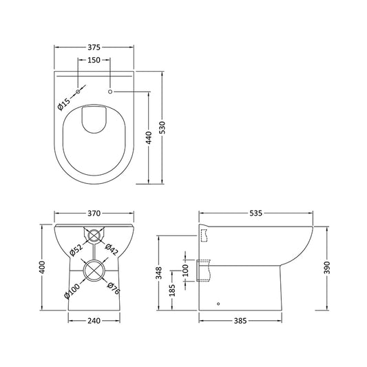 Nuie Lawton Back To Wall Toilet Pan (1 size, White) - Brand New Bathrooms