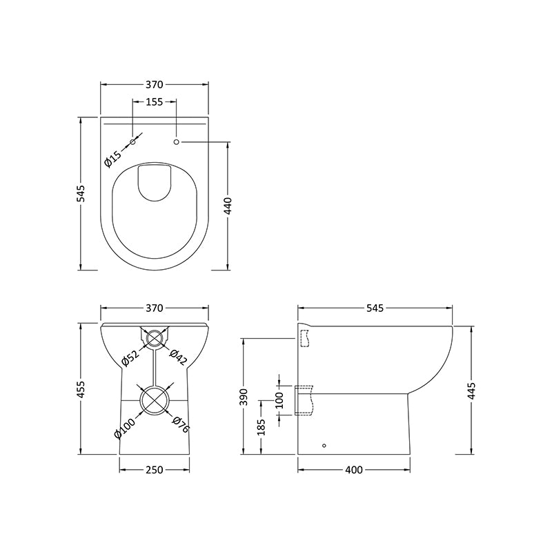 Nuie Comfort Height Back to Wall Toilet Pan (1 size, White) - Brand New Bathrooms