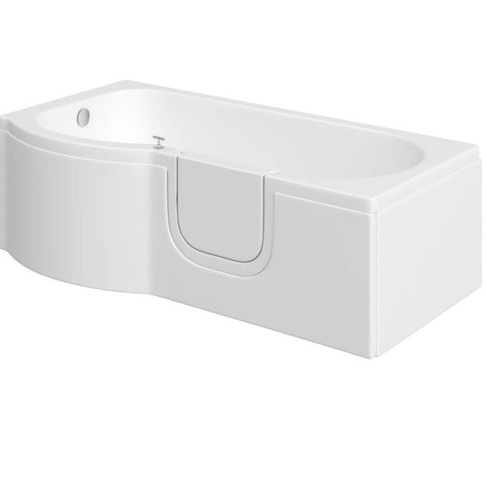 Mantaleda Calypso Walk-in P-Shaped Bathtub and Bath Screen (1 size, 2 styles, White) - Brand New Bathrooms