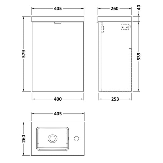 Hudson Reed Fusion Single Door 400mm Wall Hung Unit & Basin (1 size, Bleached Oak) - Brand New Bathrooms