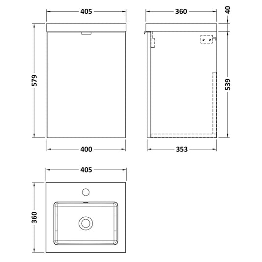 Hudson Reed Fusion Single Door Wall Hung 400mm Unit & Basin (1 size, Bleached Oak) - Brand New Bathrooms