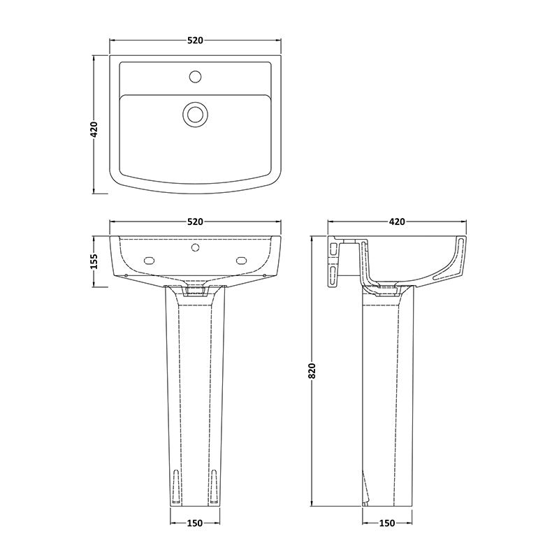 Nuie Bliss Basin & Pedestal (2 sizes, White) - Brand New Bathrooms