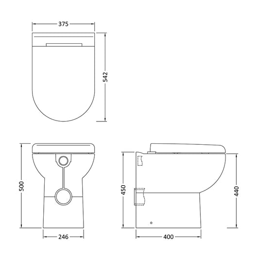 Hudson Reed Fusion Fitted Round Comfort Height Back to Wall Toilet Pan & Seat (White) - Brand New Bathrooms