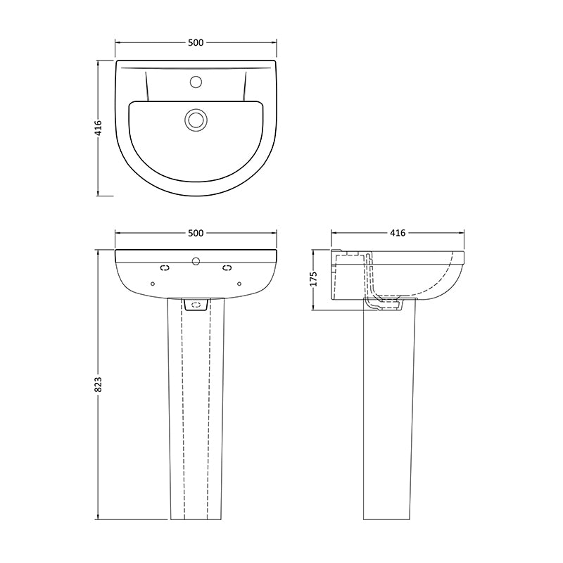Nuie Harmony Basin with Pedestal (1 size, White) - Brand New Bathrooms