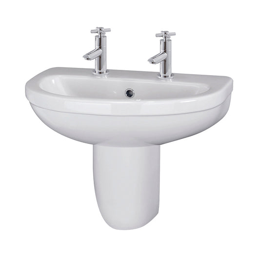 Nuie Ivo Basin & Semi Pedestal (2 styles, 1 size, White) - Brand New Bathrooms