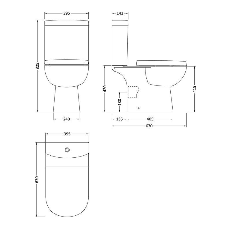 Nuie Lawton Close Coupled WC Toilet Pan & Cistern (1 size, White) - Brand New Bathrooms