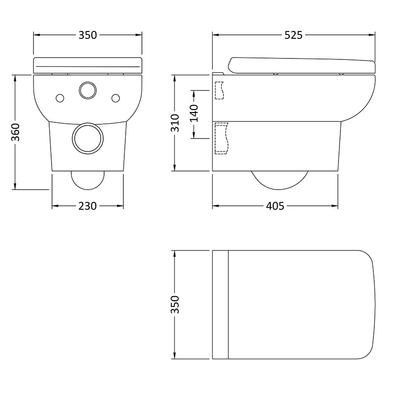 Hudson Reed Arlo Wall Hung Pan & Seat (White) - Brandnew Bathroom