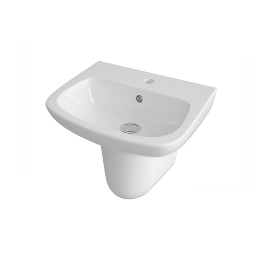 Nuie Ambrose Basin & Semi Pedestal (2 sizes, White) - Brand New Bathrooms