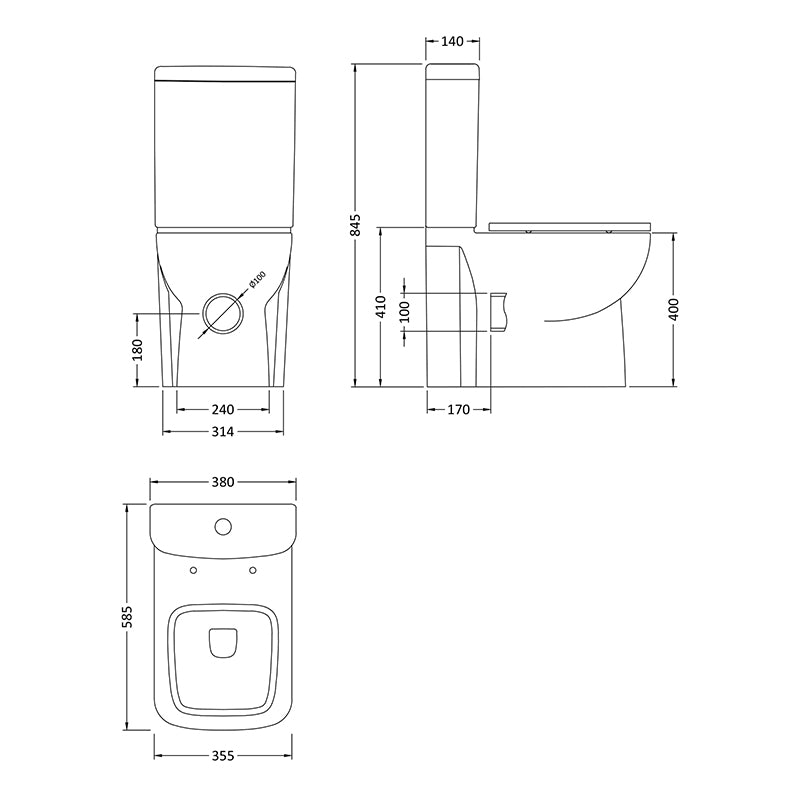 Hudson Reed Arlo Compact Flush to Wall Pan, Cistern & Seat (White) - Brandnew Bathroom