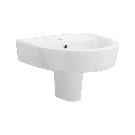 Nuie Provost Basin & Semi Pedestal (2 sizes, White) - Brand New Bathrooms