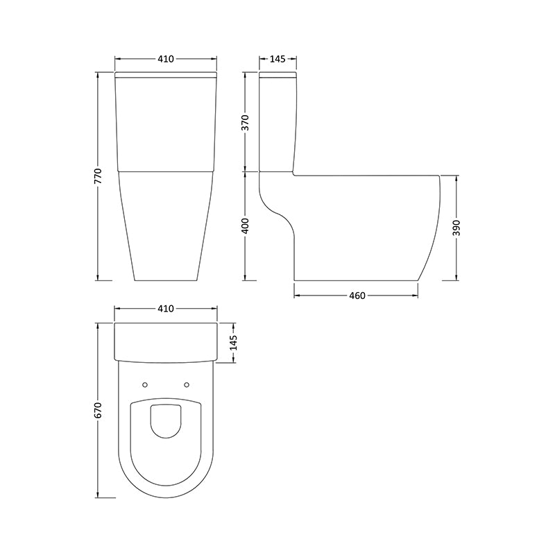 Nuie Provost Semi Flush to Wall WC Toilet Pan & Cistern (1 size, White) - Brand New Bathrooms