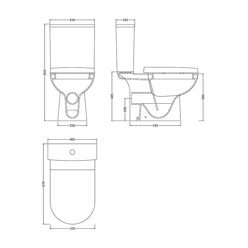 Nuie Asselby Close Coupled WC Toilet Pan & Cistern (1 size, White) - Brand New Bathrooms