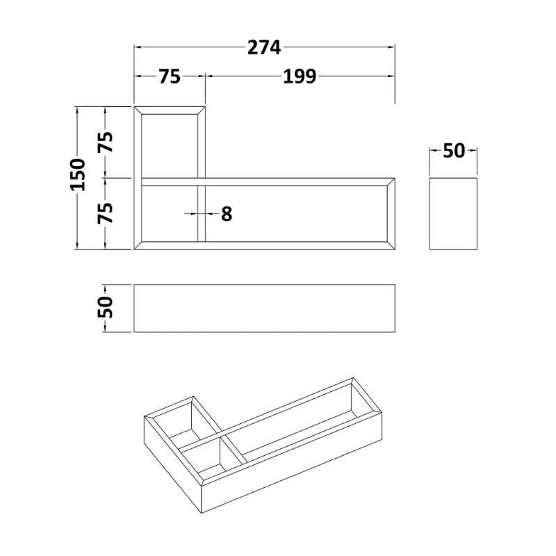 Nuie Accessories L-Shaped Bamboo Drawer Organiser (1 size, Bamboo) - Brand New Bathrooms