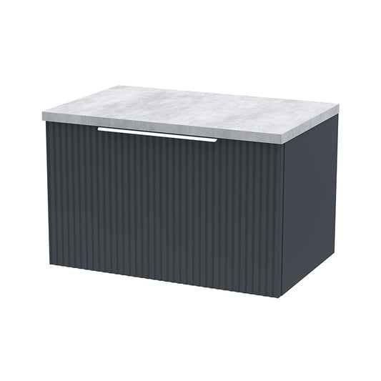 Hudson Reed Fluted Wall Hung Single Drawer 600mm Vanity and Laminate Top (1 size, 5 colours) - Brand New Bathrooms