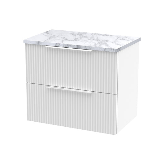 Hudson Reed Fluted Wall Hung Double Drawer 600mm Vanity & Laminate Worktop (1 size, 5 colours) - Brand New Bathrooms