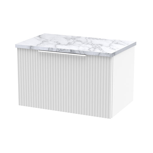 Hudson Reed Fluted Wall Hung Single Drawer 600mm Vanity & Laminate Worktop (1 size, 5 colours) - Brand New Bathrooms