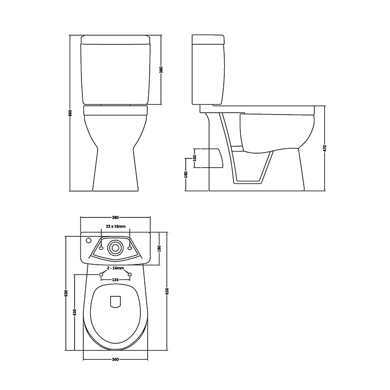 Nuie Doc M Pack Comfort Height Toilet Pan & Cistern (1 size, White) - Brand New Bathrooms