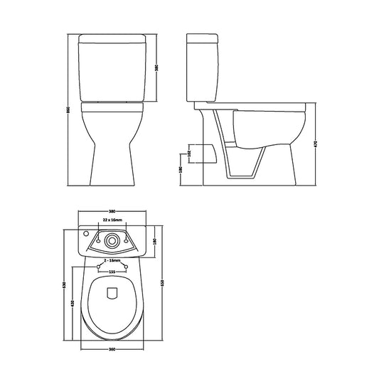 Nuie Doc M Pack Comfort Height Toilet Pan & Cistern (1 size, White) - Brand New Bathrooms