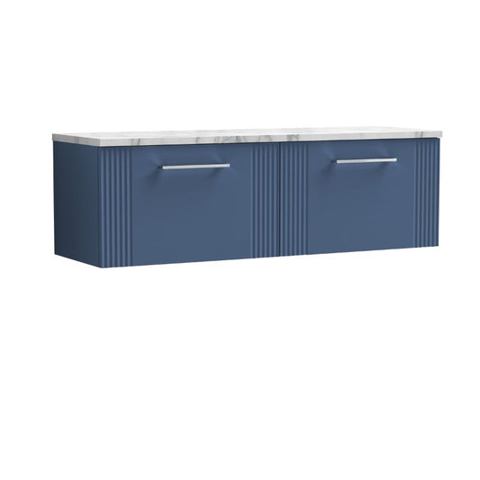 Nuie Deco Wall Hung 2-Drawer Vanity & Laminate Worktop (1 size, 5 colours) - Brand New Bathrooms