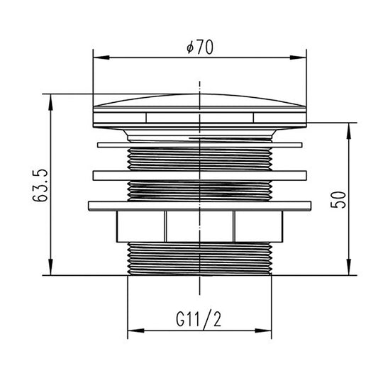 Nuie Wastes & Extras Push Button Bath Waste (Chrome) - Brandnew Bathroom